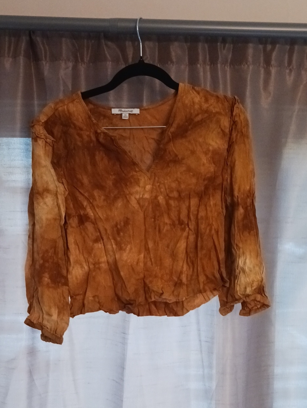 Madewell Tie-Dye V-Neck Blouse in Warm Rust